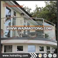 Low price wpc handrail stair glass railing prices/staircase glass wrought iron balustrade stainless steel railing